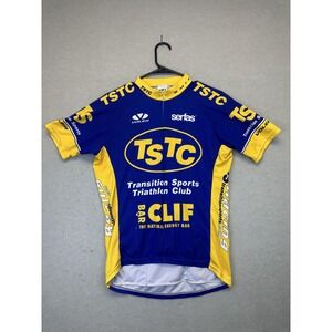 Voler TSTC Cycling Jersey Shirt Mens Small Blue Yellow‎ Triathlon Club Clif Bar